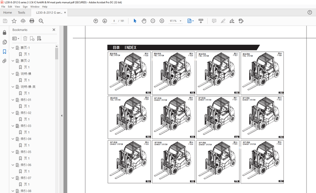 Heli Forklift G 系列 2-3.5t 平衡重量 带发动机叉车 零件手册 - PDF DOWNLOAD (Chinese)
