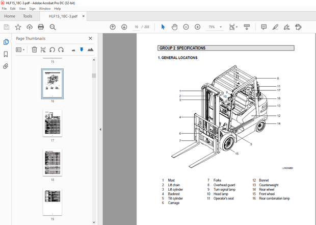 Hyundai Forklift HLF 15CIII HLF 18CIII Service Manual – PDF DOWNLOAD