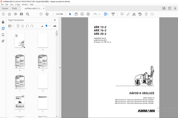 AMMANN ARX 12-2 ARX 16-2 ARX 20-2 TANDEMOVÝ VÁLEC NÁVOD K OBSLUZE - PDF