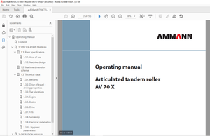 Ammann AV 70 X Tandem Roller Operating Manual SN 00031 - PDF