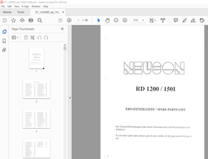 Wacker Neuson RD1200 RD1501 Excavator Ersatzteilliste 1000015268 - PDF DOWNLOAD 