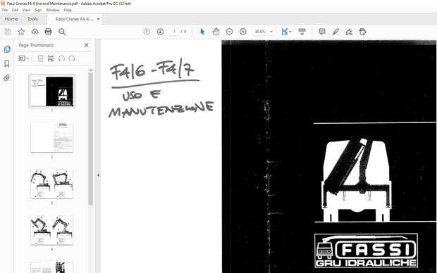 Fassi Cranes F4-6 F4-7 Use and Maintenance Manual - PDF DOWNLOAD