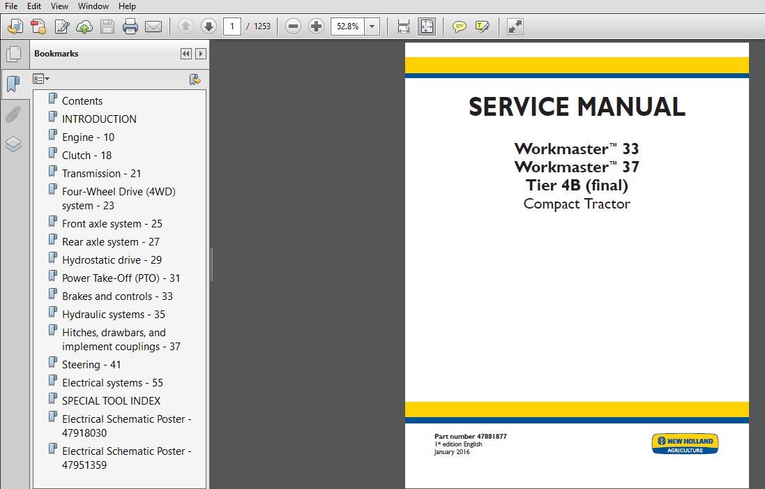 New Holland Workmaster 33 & 37 Tier 4B (final) Compact Tractor Service ...