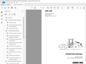 Ammann ARS 200 Single Drum Roller Operating Manual 3024819 - PDF