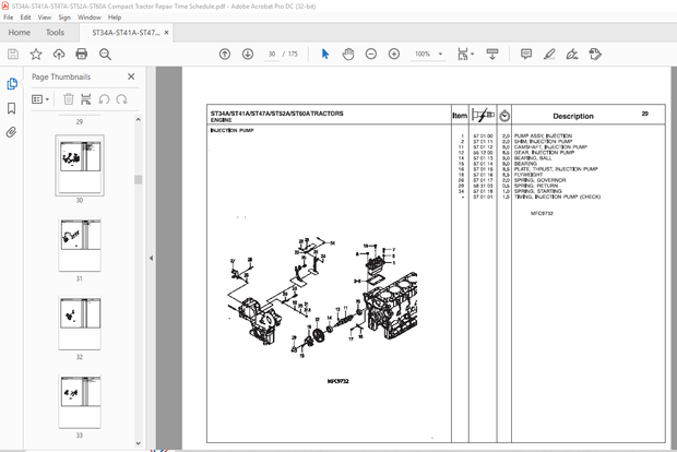 AGCO® NA ST34A ST41A ST47A ST52A ST60A COMPACT TRACTOR Repair Time Schedule Manual 79033453C – PDF 