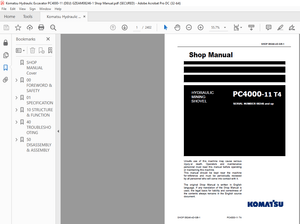 Komatsu PC4000-11 T4 Hydraulic Mining Shovel Shop Manual – PDF DOWNLOAD