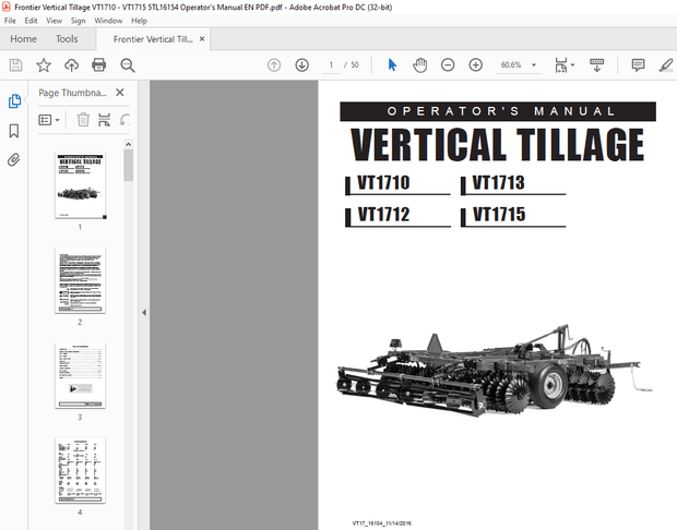 Frontier Vertical Tillage VT1710 VT1712 VT1713 VT1715 Operator’s Manual – PDF DOWNLOAD
