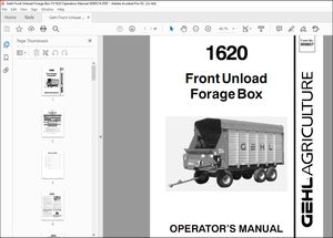 Gehl Front Unload Forage Box FX1620 Operators Manual 909857A – PDF DOWNLOAD