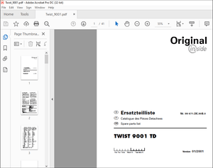 Pottinger Tractor TWIST 9001 TD Spare parts list Manual – PDF OWNLOAD