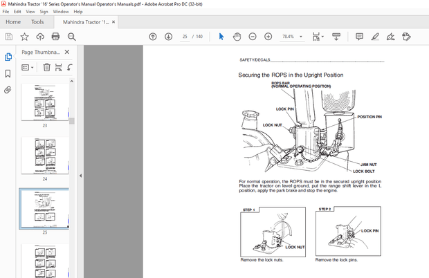 Mahindra Tractor ’16’ Series 2816 Gear Operator’s Manual – PDF DOWNLOAD