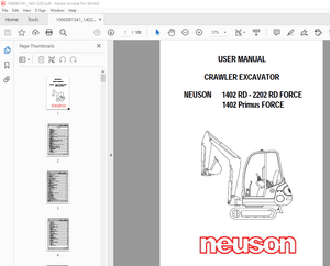 Wacker Neuson 1402 RD-2202 RD FORCE 1402 Primus FORCE Crawler Excavator User Manual - PDF DOWNLOAD 