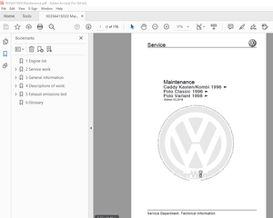 Volkswagen Caddy Kasten/Kombi 1996 Polo Classic 1996 Polo Variant 1998 Maintenace Manual - PDF 