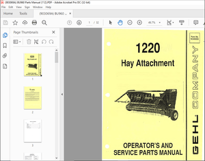 Gehl 1220 Hay Attachment OPERATOR’S AND SERVICE PARTS MANUAL(904335) – PDF DOWNLOAD