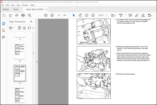 Volvo Penta TD520GE- TAD730-731-732-733GE Group 20-26 Workshop Manual_128167944 – PDF DOWNLOAD