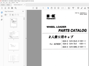 Kawasaki WHEEL LOADER 2人乗り用キャブ 65ZA-2 70ZA-2 80ZA-2 PARTS MANUAL  - PDF DOWNLOAD
