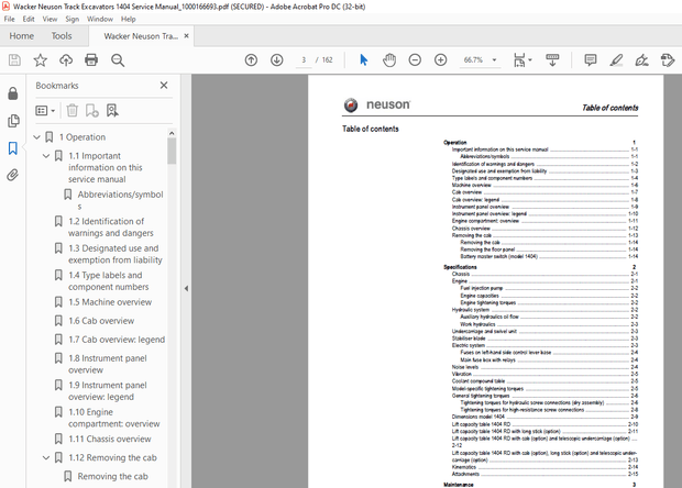 Wacker Neuson Track Excavators 1404 Service Manual_1000166693 – PDF DOWNLOAD