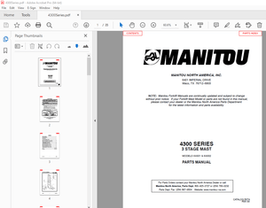 Manitou Forklift 4300 SERIES 3 STAGE MAST Parts Manual – PDF DOWNLOAD