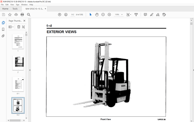 Toyota Forklift 5FGC10-15 Repair Manual - PDF DOWNLOAD