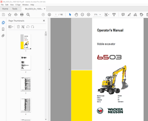 Wacker Neuson 6503 Mobile Excavator Operator&#x27;s Manual 1000158219 - PDF DOWNLOAD
