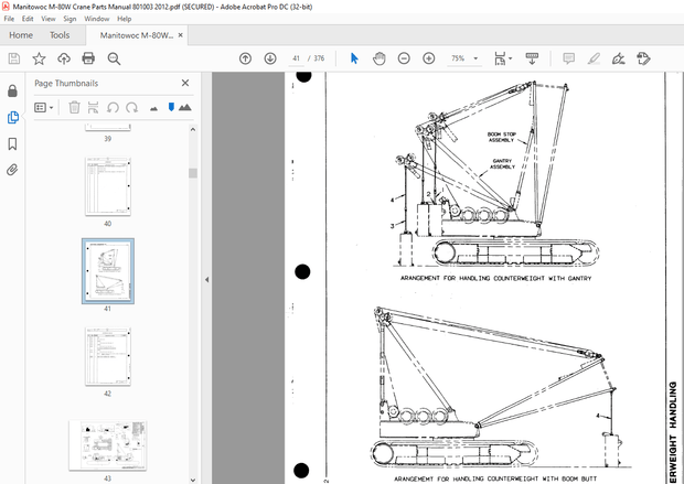 Manitowoc Traditional Crane M-80W Parts Manual SN 801003 – PDF DOWNLOAD