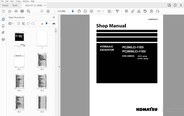 KOMATSU PC290LCi-11E0 PC290NLCi-11E0 HYDRAULIC EXCAVATOR SERVICE REPAIR WORKSHOP MANUAL-PDF DOWNLOAD
