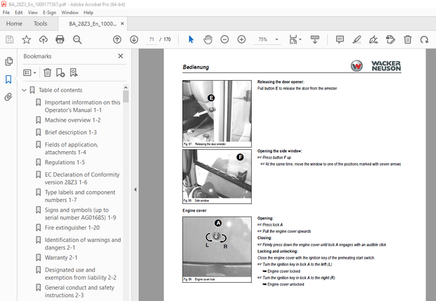 Wacker Neuson 28Z3 Track Excavator Operator&#x27;s Manual 1000177367 - PDF DOWNLOAD 