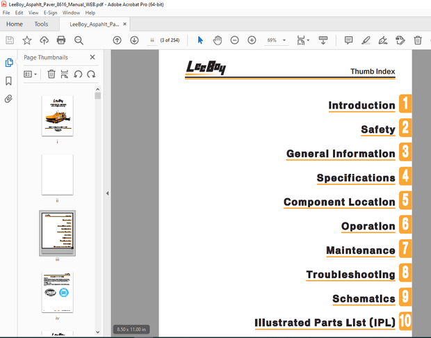 LEEBOY 8616 Conveyor Paver Operations, Service &amp; Parts Manual SN 84519 PDF DOWNLOAD