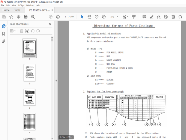 Iseki TG5395,5475 Tractor Parts Manual (1747-095-100-0A) - PDF DOWNLOAD