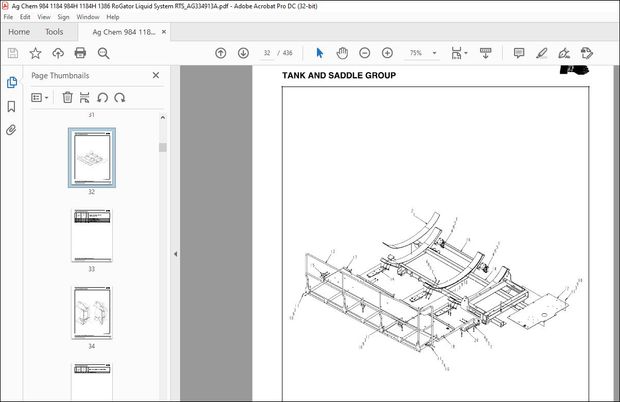 Ag Chem 984 1184 984H 1184H 1386 RoGator Liquid System Repair Time Schedule Manual AG334913A – PDF 