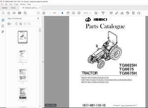 Iseki TG6625H TG6675 TG6675H Tractor Parts Manual (1817-097-110-10) - PDF DOWNLOAD 
