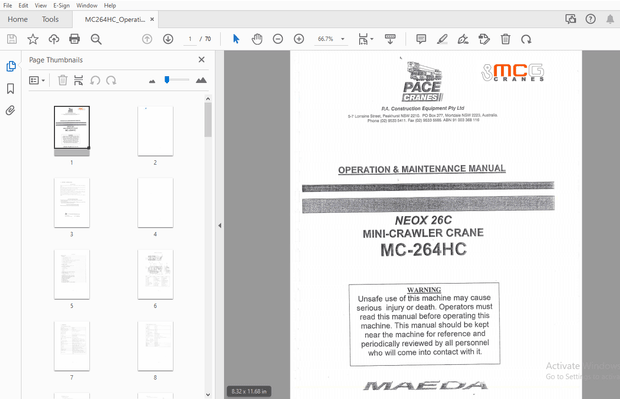 Maeda Pace Cranes MC-264HC Operation and Maintenance Manual – PDF DOWNLOAD
