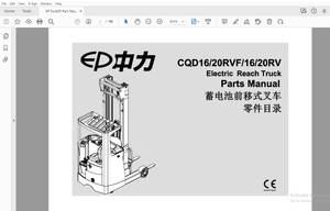 EP CQD16/20RVF/16/20RV Electric Reach Truck Parts Manual – PDF DOWNLOAD