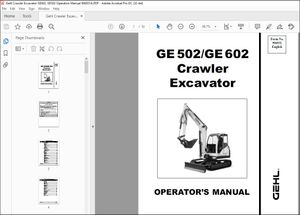 Gehl Crawler Excavator GE602, GE502 Operators Manual 906931A – PDF DOWNLOAD