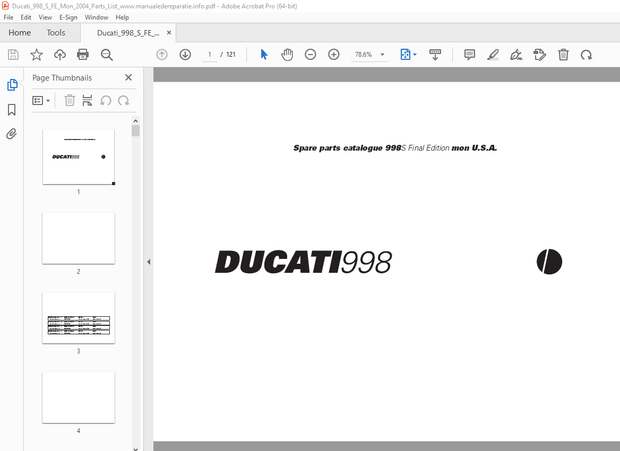 Ducati 998S 2004 Parts Manual PN 91512112A - PDF DOWNLOAD 