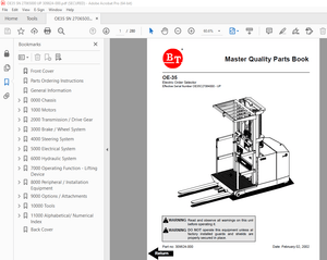BT Prime Mover OE-35 Electric Order Selector Parts Manual PN 309824-000 - PDF DOWNLOAD