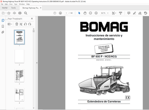 Bomag Extendedora de Carreteras BF 600 P – HCE HCG Instrucciones de servicio Manual – PDF DOWNLOAD
