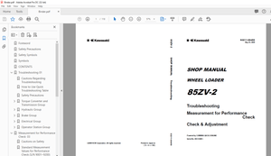 Kawasaki 85ZV-2 WHEEL LOADER Shop Manual 93211-00450 - PDF DOWNLOAD