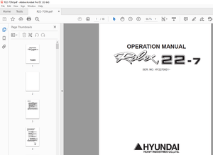 Hyundai Rolex R22-7 Mini Excavator Operation Manual 2023 – PDF DOWNLOAD