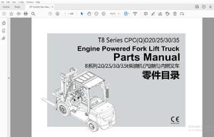 EP T8 Series CPC(Q)D20/25/30/35 Engine Powered Fork Lift Truck Parts Manual – PDF DOWNLOAD