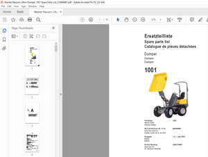 Wacker Neuson Lifton Dumper 1001 Spare Parts List Manual –  PDF DOWNLOAD