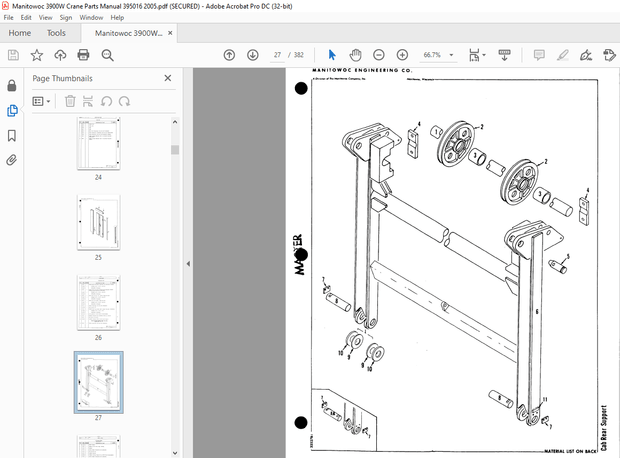 Manitowoc Traditional Crane 3900W Parts Manual SN 395016 – PDF DOWNLOAD