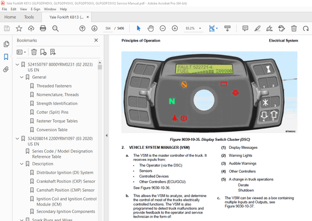 Yale Forklift K813 (GLPGDP40VX, GLPGDP45VX, GLPGDP50VX, GLPGDP55VX) Service Manual - pdf