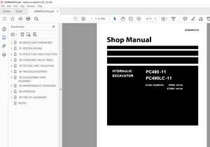 Komatsu HYDRAULIC EXCAVATOR PC490 -11 PC490LC -11 SERVICE REPAIR WORKSHOP Manual