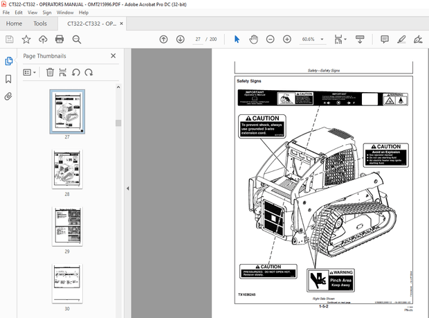 John Deere CT322 &amp; CT332 Compact Track Loader Operator&#x27;s Manual OMT215996 - PDF DOWNLOAD