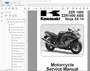Kawasaki ZZR 1400 ZZR1400 ABS Ninja ZX-14 Motorcycle Service Manual - PDF DOWNLOAD