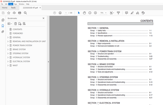 Hyundai Forklift 22D-9S 25D-9S 30D-9S 33D-9S Service Manual – PDF DOWNLOAD