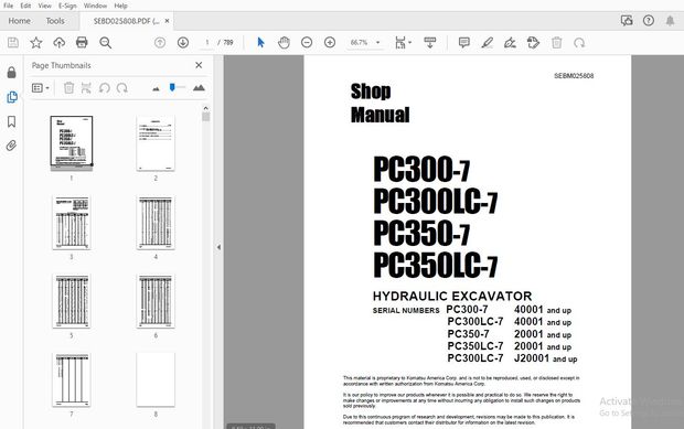 KOMATSU PC300-7 PC300LC-7 PC350-7 PC350LC-7 HYDRAULIC EXCAVATOR SERVICE REPAIR WORKSHOP MANUAL - PDF