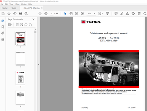 Terex Crane AC40 OPTIMAX MANUEL de CONDUITE et D’ENTRETIEN SN 253001 – PDF DOWNLOAD