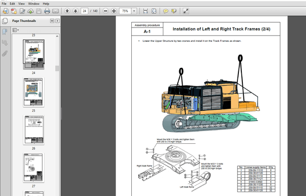 Komatsu PC800-5, PC850-5 Galeo Hydraulic Excavator Field Assembly Instruction Manual PDF