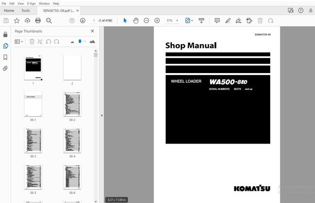 KOMATSU WA500-8E0 WHEEL LOADER SERVICE REPAIR WORKSHOP MANUAL SEN06755-08 - PDF DOWNLOAD